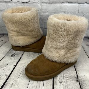 UGG Patten Chestnut Suede Shearling Boots Womens Size US 7 1006011